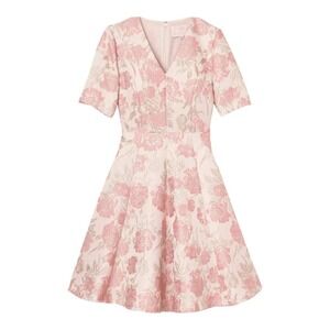 Gal Meets Glam Adair Dress 6 Jacquard Metallic Pink Floral Coquette Tea Party